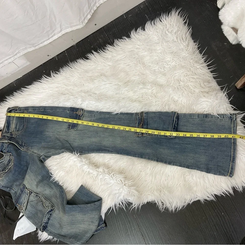 True Religion Medium Vintage Becca Low Rise Cargo Bootcut Denim Jeans Size 29 - Picture 13 of 13